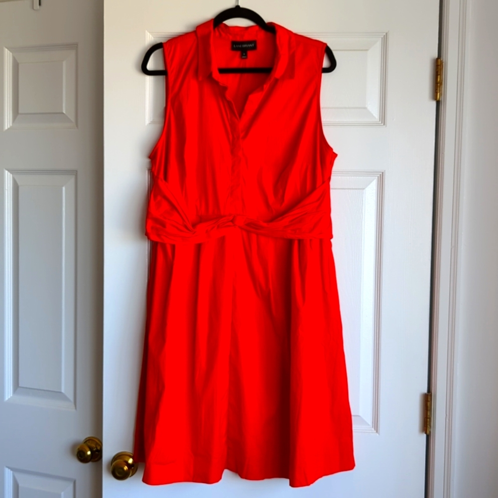 Bright red orange shirtdress
